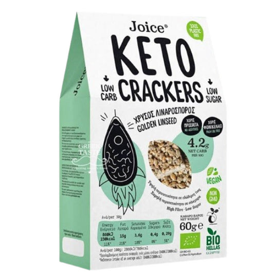 Βιολογικά Keto Crackers Χρυσός Λιναρόσπορος, 60g  Joice